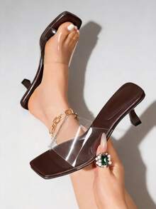 2026 Spring/Summer New Women's Shoes, Mule Style Mid/Low Heel Sandals - Brown - View 9