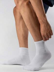 5/10/20/30 Pairs Men's Shock-Absorbing Non-Slip Ankle Socks, Low-Cut Comfortable Casual Socks Suitable For Sports, Daily Wear And Work, With Shock-Absorbing Ankle Design, Low-Cut Comfortable Breathable Casual Socks Suitable For Summer Wear - White - View 2