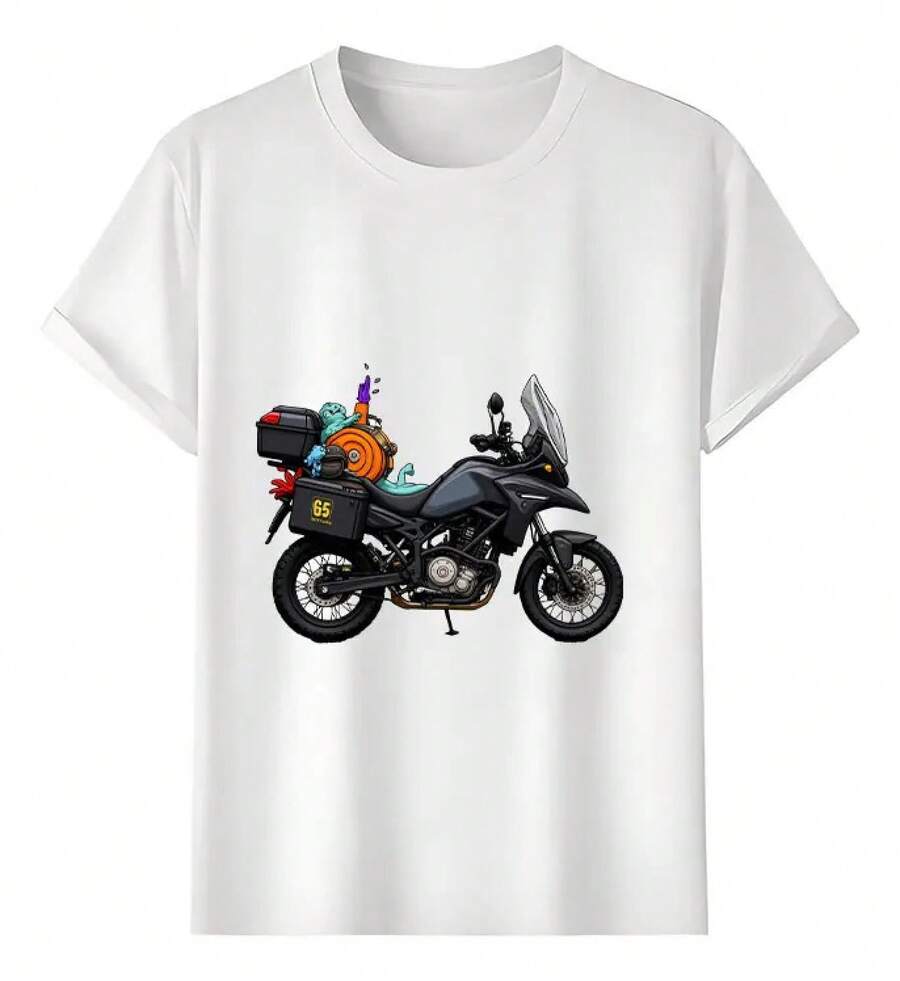 Muscle Freaks Monster Motorcycle Biker Style T-Shirt - White - View 1