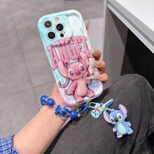 Disney Has Authorized, Phone Case - Chain Set, The Stitch Lilo & Stitch 3D Phone Case Plus A Silicone 3D Stitch Bracelet With Metallic Ring Removable Bracelet, Stitch And Angel Pattern, Compatible With Iphone17/16/15/14/13/12/11/XS/XR/X Plus Pro Max, A Stylish Cartoon Phone Case, The Perfect Gift Choice, Phone Protection, Durable Phone Cover, Great Gift For Friends And Family. - trắng - Xem 6