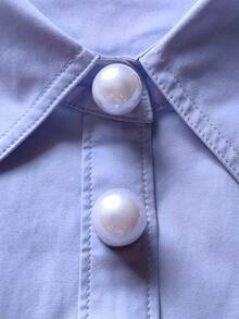1PC/2PCS Three-Dimensional Spherical Shape Button Covers, Shirts Button Cover Clip On Button Covers Fashion Crystal Cufflinks Cover, Suitable For Tuxedo And Wedding Dresses Decoration - White - View 2