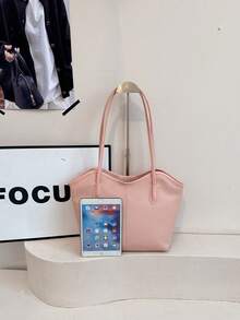 Large Capacity Handbag For Women, New Arrival Minimalist Commuter Shoulder Tote Bag - Pink - View 3