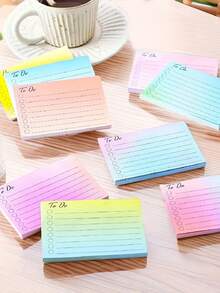 150 stuks gradiëntkleur liniaal lijn plaknotities, desktop memo bericht sticker voor student, willekeurige levering per enkel boek (50 stuks) - Veel kleurig - Bekijken 6