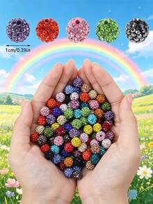 50/100pcs 10mm Shiny Disco Ball Beads - Reflective Multicolor Plastic Beads, Suitable For Jewelry Making, DIY Crafts, Necklace And Earring Accessories, Jewelry Making Beads, Earring Components, Handmade Beads - Multicolor - View 1