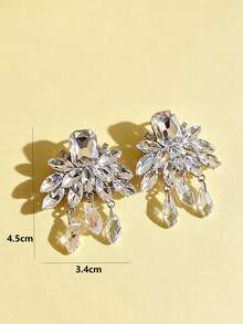 Luxurious Crystal Drop Earrings, Wedding Party Accessories - Silver - View 4