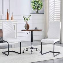 [Set Of 2] Dining Chairs With Diamond Pattern / Set Of 2 Modern Dining Chairs / High Backrest + Comfortable Seat Cushion / Non-Slip And Durable Metal Frame / Suitable For Dining Room, Living Room And Kitchen - 白色+黑色 - 查看 3