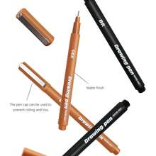 1 Set Of 6 Pcs Fine Liner Pens, Professional Art Drawing Pens For Students, Ideal For Anime/Architecture Sketching, Fine Line 0.05/0.1/0.3/0.8mm Tip Sizes, Black & Brown, Back To School - Technical Pen Set - View 5