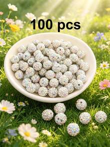 50/100pcs 10mm Shiny Disco Ball Beads - Reflective Multicolor Plastic Beads, Suitable For Jewelry Making, DIY Crafts, Necklace And Earring Accessories, Jewelry Making Beads, Earring Components, Handmade Beads - Multicolor - View 30