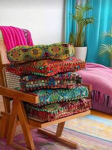 1pc Non-Slip Bohemian Moroccan Round Meditation Floor Cushion Pillow, Multi-Functional Home Decor Chair Pad For Living Room Bedroom Office Gaming Chair - Multicolor - View 1