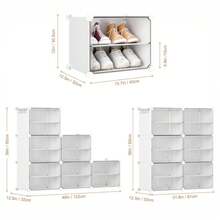 Mikomika Mueble Zapatero Plástico, 6 Compartimentos para 24 Pares de Zapatos, con Puertas, Estructura de Acero y Estantes de Plástico, Armario para Dormitorio - Ver 3