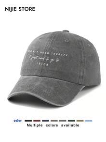1pc Fashion IBIZA Slogan Graphic Adjustable Women Baseball Cap, Vintage Washed, Lightweight Breathable Sun Protection Hat, Suitable For Outdoor, Sports, Vacation, Unisex Gift - Ibiza - View 2
