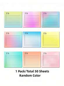 150 stuks gradiëntkleur liniaal lijn plaknotities, desktop memo bericht sticker voor student, willekeurige levering per enkel boek (50 stuks) - Veel kleurig - Bekijken 5