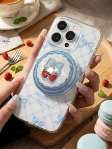 1pc Spring Fresh Butterfly Design: Elegant Bow Magnetic Phone Stand - With Foldable And Extendable Functions. This Stylish Multifunctional Smartphone Accessory Is Specially Designed For Women And Young Girls, Fully Compatible With Apple And Android Devices - Multicolor - View 4