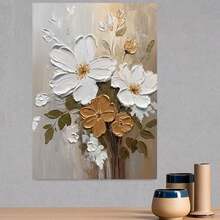 Pintura al óleo texturizada 2D plana, pintada a mano, moderna y minimalista "Naranja reflexivo" - Sin marco, adecuada para decoración de pared de sala de estar, comedor, dormitorio - Arte de óleo puro con tonos naranjas, abstracto contemporáneo para decoración - Enmarcado - Ver 3