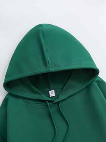 Sudadera con capucha casual para mujer talla grande con estampado "Gato Negro Divertido", delgada y casual con bolsillos, sudadera con capucha de otoño/invierno, estilo cómodo con patrón, manga larga suave y casual con bolsillos, ropa cómoda de uso diario para mujer talla grande - Verde Oscuro - Ver 3