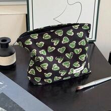 Black, Green, Red, Romantic Love Makeup Bag, Large Capacity Multifunctional Toiletry Bag, Outdoor Makeup Repair, Performance Makeup, Makeup Brushing, Lipstick Makeup, Convenient Storage Bag, Commuting Vacation Travel Makeup Bag - Multicolor - View 10