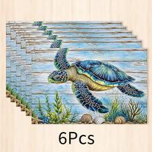 1pc Ocean Style Linen Placemat, Breakfast Mat, Coffee Mat, Cup Coaster, Bowl & Plate Mat, Kitchen Accessory, Easy To Clean Placemat, Suitable For Home, Restaurant, Restaurant Decor, Holiday Gift, Gift For Friends, Multi-Piece Set - Multicolor - View 20
