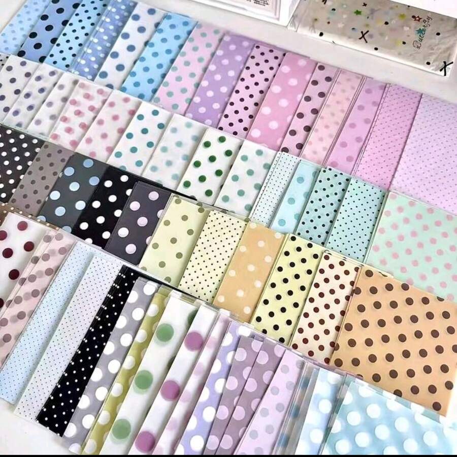 64 Sheets Polka Dot Color Block Vellum Paper, Semi-Transparent Inner Pages, Suitable For Scrapbooking, DIY Photo Albums, Planner Books And Travel Journals Handmade Sticky Notes - 1 Set - View 1