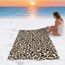 1pc Classic Leopard Print Full Pattern Beach Towel, Sand-Proof Quick-Dry Absorbent Microfiber Pool Towel, Animal Print Lightweight Summer Travel Swimming Beach Accessory - A - View 4