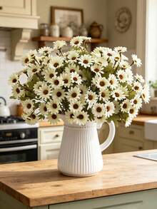 1pc Artificial Silk Daisy Ball Bouquet, Bridal Hand Bouquet, Valentine's Day Gift, Birthday Party Decoration, Wedding Flower Basket, Bridal Bouquet, Home Decor, Restaurant Bedroom Windowsill Vase Decoration, New Year Decoration - White - View 8