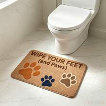 1pc "Wipe Your Feet (And Paws)" Print Flannel Doormat, Neutral Tone Non-Slip Absorbent Floor Rug, Soft Washable Indoor Entrance Mat, Pet Lover Home Decor Carpet.Carpet,Rug,Carpet Living Room,Kitchen Mat,Carpet For Bedroom,Bathroom Mat - 1PC - View 8
