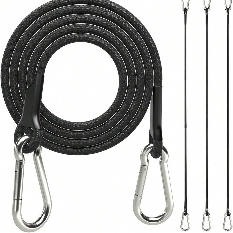 8pcs/4pcs Black Premium Rubber Anti-Abrasion Elastic Rope With Carabiner | 12in, 24in, 35in, 47in, Suitable For Outdoor Tents, Luggage Racks, Camping, Cargo, Bicycles, Transportation, Storage