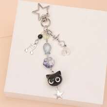 1pc Unisex Minimalist Cat Chain Keychain, Cartoon Heart Creative Bag Pendant Gift - Multicolor - View 2