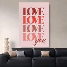 Enmarcado Póster plano 2D  "Te amo" |  con tipografía romántica, arte mural vintage, obra de arte moderna, ideal para regalo, decoración del hogar y dormitorio, adecuado para dormitorio, sala de estar, comedor. - Enmarcado - Ver 3