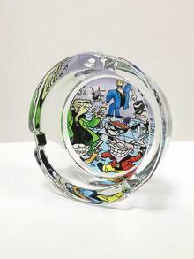 3.34英吋圓形玻璃菸灰缸，時尚派對創意圖案，酒吧裝飾家居配件，卡通主題菸灰缸，送給朋友的禮物 - 時尚派對 - 查看 6