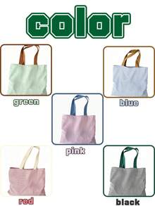 1pc Customized Embroidered Striped Contrast Color Canvas Tote Bag, Personalized Text, Large Capacity, Niche Design Commuter Bag, Suitable For Girlfriend Birthday, Valentine's Day, Birthday Gift - Multicolor - View 5