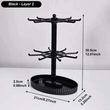 1pc Adjustable Double-Layer Rotating Keychain Display Stand, Multi-Functional Plastic Desktop Storage Rack, Suitable For Keychains, Badges, Jewelry, Necklaces, Bracelets, Pendants - Multi-Functional Collectibles And Trophy Display Stand - Multicolor - View 10