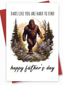 1pc Bigfoot Father's Day Card With Envelope - Funny Mysterious Creature Gift For Dad, Stepdad And Grandpa, Unique Bigfoot Design, Perfect For Father's Day, Blank Inside - A - View 7
