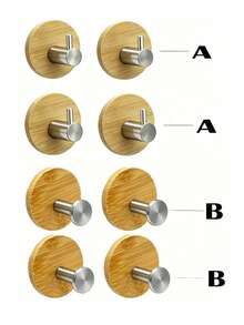 Mini Wall Hook With Wooden Bamboo Base, Black Self-Adhesive Wall Towel Hook For Home Decor, Apartment Essential For Bathroom Kitchen Home, Decorative Heavy Duty Practical Hook, L-Shaped, Bathroom And Bedroom Accessories, Wall Art Bag And Key Rack - Multicolor - View 16