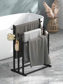 Modern Freestanding Metal Towel Rack – Multipurpose Bath Towel Holder, Poolside Towel Stand, Bedroom And Bathroom Robe And Sleepwear Rack – Sturdy, Movable Storage Hanging Bar For Drying – No Power Needed - Multicolor - View 7