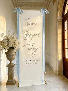 Customized Wedding Welcome Sign, Wedding Fabric Welcome Banner, Modern Wedding Welcome Banner, Customized Fabric Wedding Banner, Boho Wedding, Bridal Shower Sign, Personalized Name Wedding Sign, Minimalist Welcome Sign, Fabric Welcome Sign, Wedding Decor, Customized Fabric Wedding Sign, Personalized Party Decor, Minimalist Sign, Fabric Sign, Wedding Wedding Welcome Sign, 3 Fabric Types For Banner, Personalized Party Decor, Minimalist Sign, Fabric Sign, Wedding Wedding Welcome Sign - Multicolor - View 2
