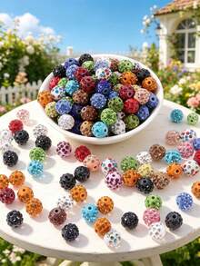 50/100pcs 10mm Shiny Disco Ball Beads - Reflective Multicolor Plastic Beads, Suitable For Jewelry Making, DIY Crafts, Necklace And Earring Accessories, Jewelry Making Beads, Earring Components, Handmade Beads - Multicolor - View 9