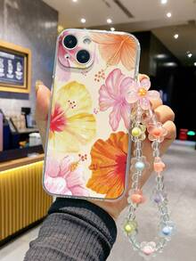 1pc Floral Bracelet Accessory, Transparent Painted Shockproof Phone Case Compatible With Iphone 14 Pro Max, 13, 11, XR, XS, Galaxy S24, A03s, A04, A12, A13, A14, A21s, A22, A23, A24, A32, A33, A34, A51, A52, A53, A54, A71, A72, A73, S20 FE, S21, S22, 9, 9A, 10A, 10C, Note 9, Note 10, Note 11, Note 12, 12, 12C - Multicolor - View 2