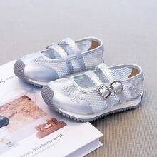 Children's Breathable Mesh White Shoes, Princess Style Toddler Slip-On Sandals - Silver - View 2