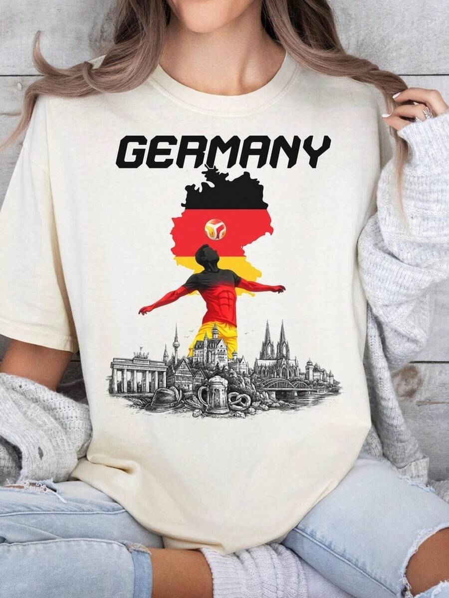 Germany Football Fan T-Shirt, Soccer Pride Graphic Tee,  Travel Souvenir Shirt Unisex - White - View 1