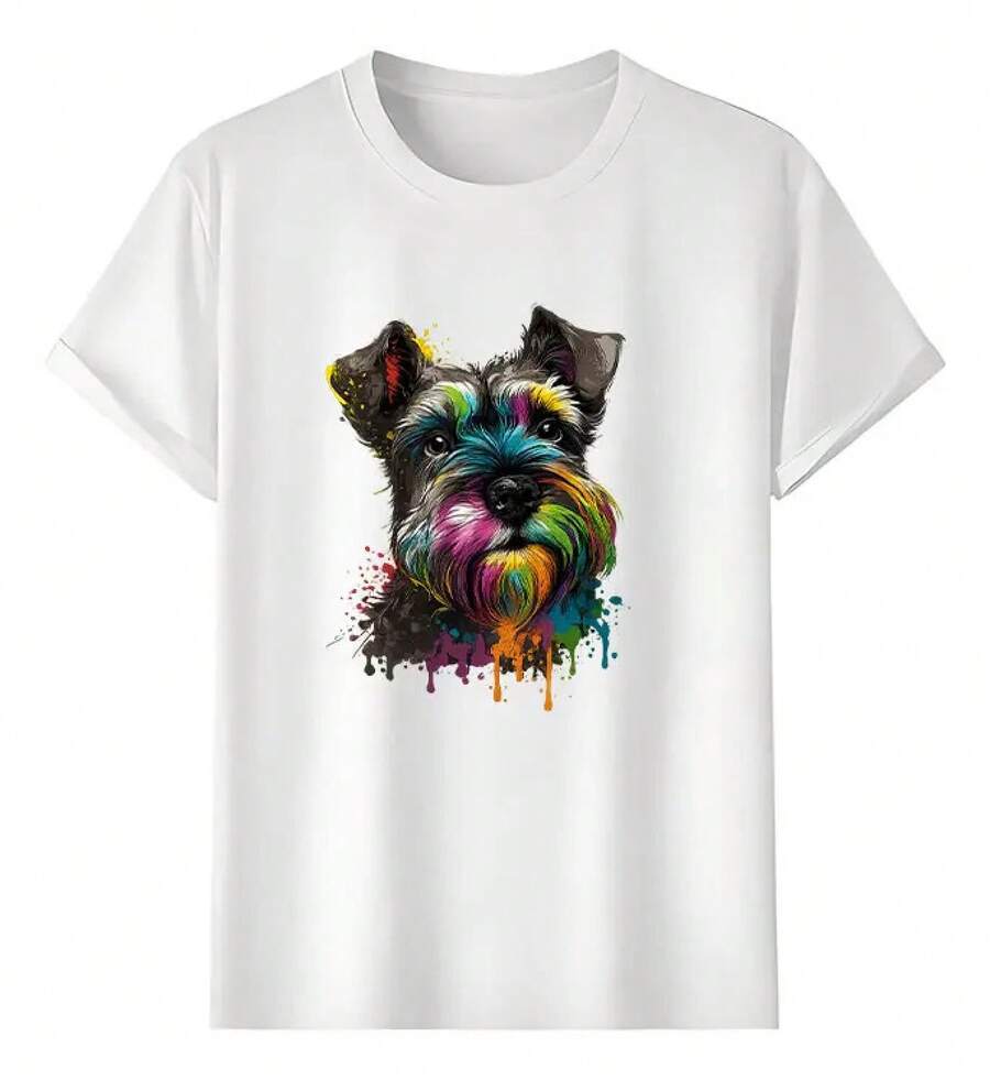 Camiseta Muscle Freaks con diseño de Schnauzer Miniatura Colorido - Blanco - Ver 1