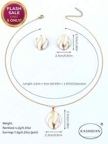 KASHIDAN 3 Sets Stylish Minimalist Abstract Wavy Enamel Earrings And Necklace Gift Set, Fashionable And Light Luxury Earrings And Necklace With And In A Versatile And Unique Design - Multicolor - View 14