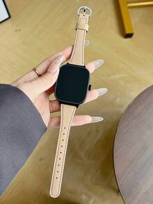 1件女款時尚皮革智慧手錶錶帶，適用於 Redmi Watch 5 Lite/Active、Watch 6、Watch 5，手錶錶帶，適用於 Watch 4，腕帶配件，適用於 Mi Band 8pro/9pro - 杏色 - 查看 6