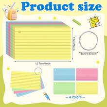 50/100pcs Double-Sided Index Cards, Bright Color, Eye-Protective, High Quality And Wrinkle-Resistant. 3 X 5 Inches, With Simple Ring Binding. Suitable For Study Flashcards, Office Work And School Projects, Helping Organize Learning. Durable Colored Paper Index Cards, Suitable For School Use - Multicolor - View 1