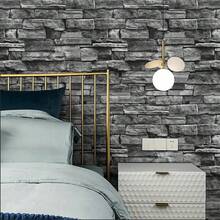 1 Roll Industrial Style Dark Gray Brick Pattern Self-Adhesive PVC Wall Sticker, Waterproof Easy To Clean Wallpaper For Balcony Living Room Wall Renovation, 17.7inX39.3/118.1/196.8in - Dark Gray - View 15