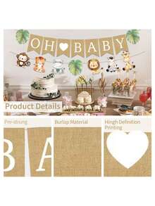 1 bộ dây treo sẵn 6ft vải bố Oh Baby cho trang trí tiệc Baby Shower chủ đề Safari, động vật rừng trung tính, tiệc tiết lộ giới tính - Nhiều màu - Xem 3