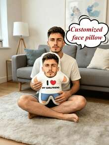 1pc Customized "I Love My Girlfriend" Photo Pillow - Personalized Face Pillow, Knitted Fabric, Heart Design Gesture, Suitable For Couples And Home Decor, Home Decor|Fun Design|Knitted Texture, Decorative Pillow, Ideal Gift For Couples, Boyfriends And Girlfriends - Perfect For Valentine's Day, Christmas, Thanksgiving, Halloween And Other Holidays - Multicolor - View 2