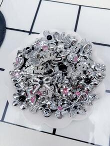 Assorted Gold, Beige, Silver Random 5/10/30/50pcs Various ABS Resin Shoe Charms, DIY Detachable - Personalized Footwear Style - Gold - View 9
