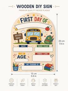 DIY Wooden First Day Of School Milestone Sign, School Bus And Academic Print Design, Wooden Commemorative Board, Suitable For All Grades, Perfect For Back To School, School Gifts, Photo Props, Classroom Attendance Records And Parent Keepsakes - DIY Message Board - View 12