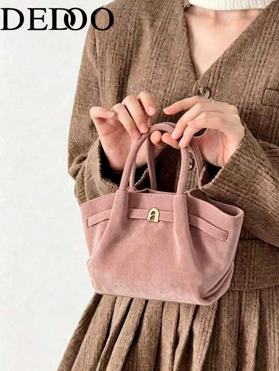 Dedoo European And American Fashion Design Buckle Suede Bucket Bag, Women's Autumn/Winter Shopping, Commuting, Party Gift Handbag