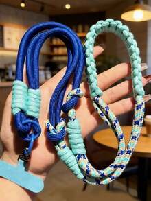 1pc Long Dopamine Color Block Woven Lanyard, Detachable Halter Phone Lanyard, Crossbody Or Wrist Strap, Handmade Cute Phone Case Lanyard For Outdoor Travel, Anti-Lost - Multicolor - View 18